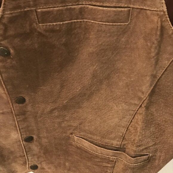 John L. Blair Personal Choice Vest Mens 2XL Brown Suede Leather Snap Southwest - Picture 3 of 9